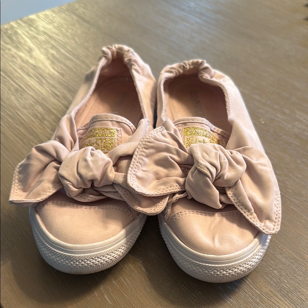 Converse Pink Slip On Shoes with Bow